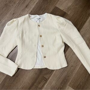 Fashion Nova Cream Blazer with Button Detail